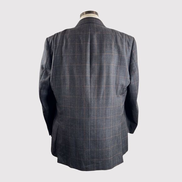Baroni Lanificio Di Pray Mens Blazer Gray Plaid Wool Silk Two Button Suit 46R - Picture 2 of 13